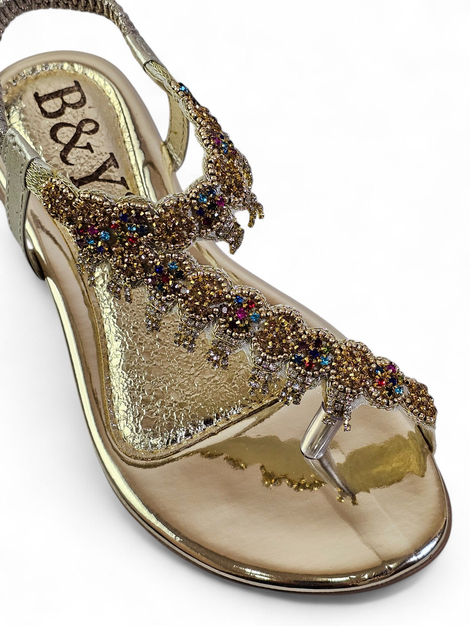 Sandália 9139 Dourado Colorido Sem Salto