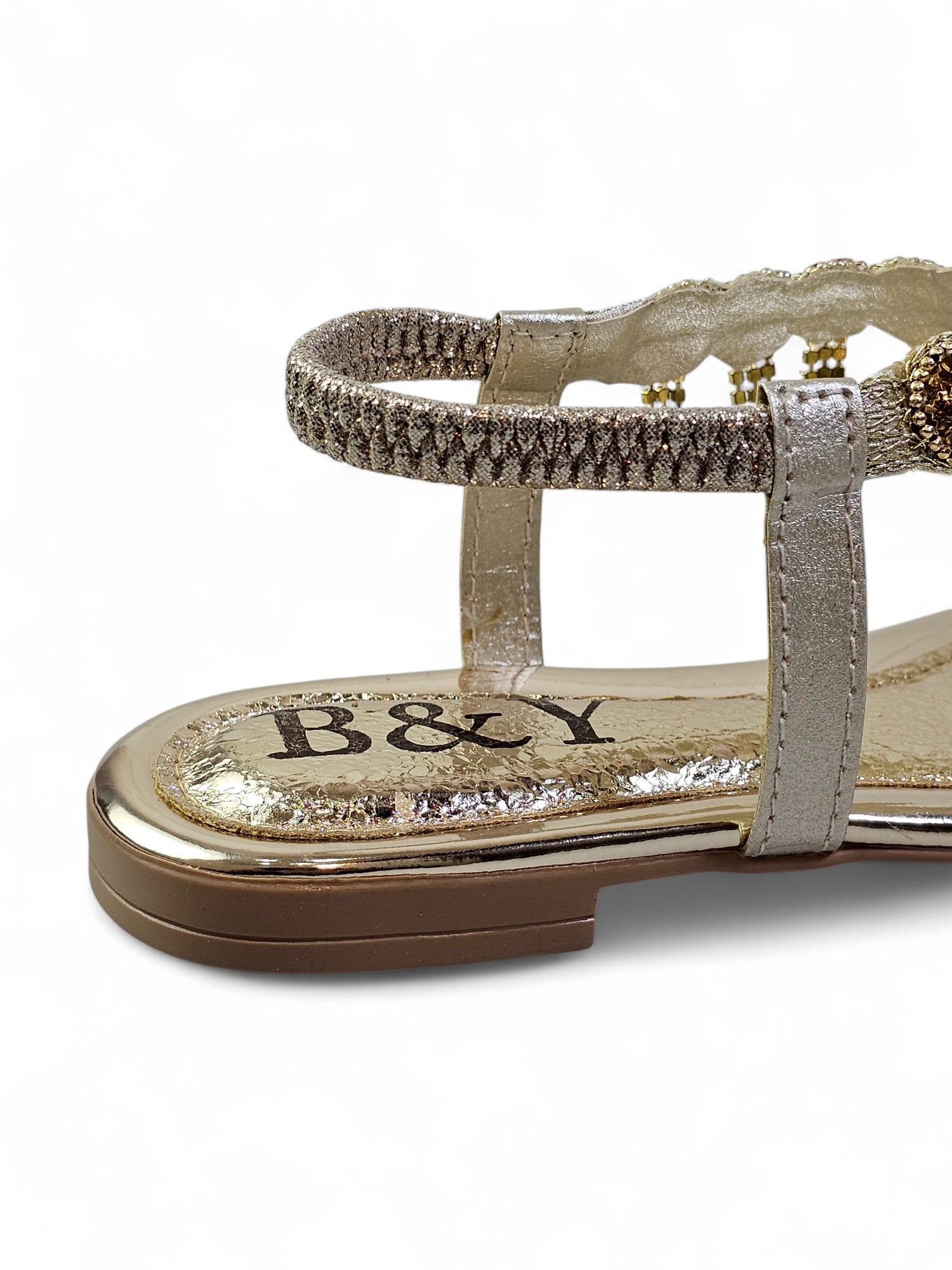 Sandália 9139 Dourado Colorido Sem Salto