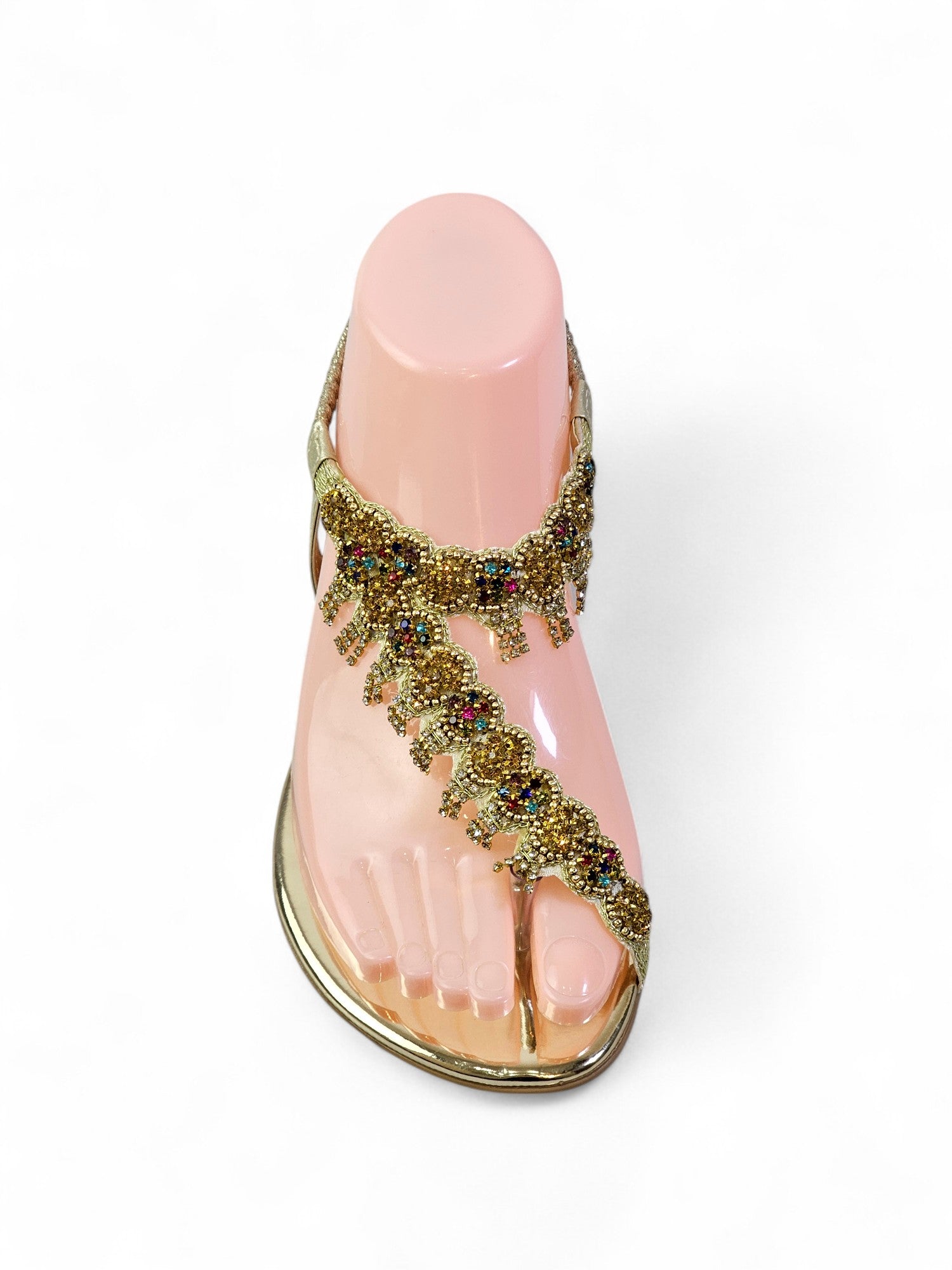 Sandália 9139 Dourado Colorido Sem Salto