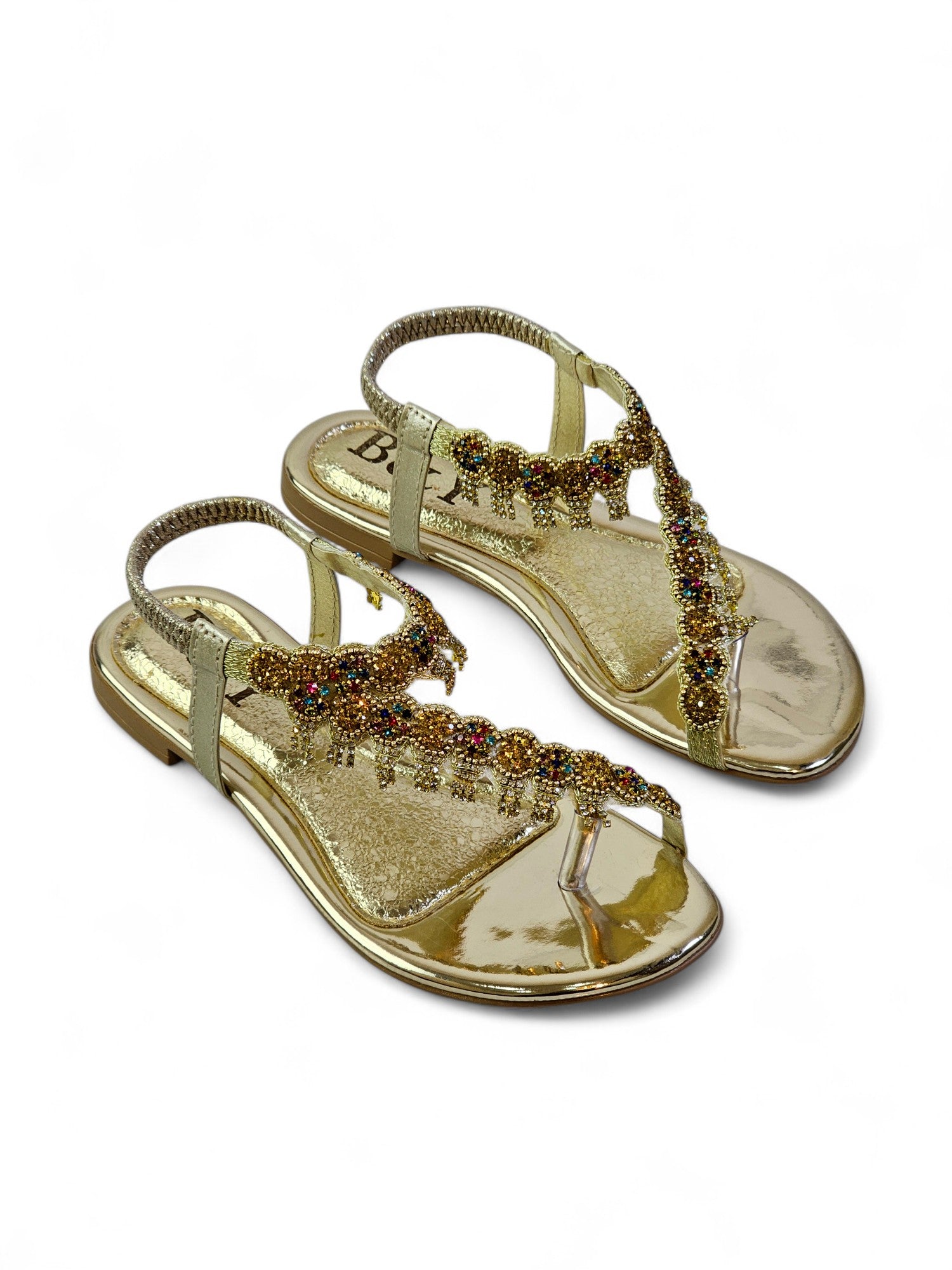 Sandália 9139 Dourado Colorido Sem Salto