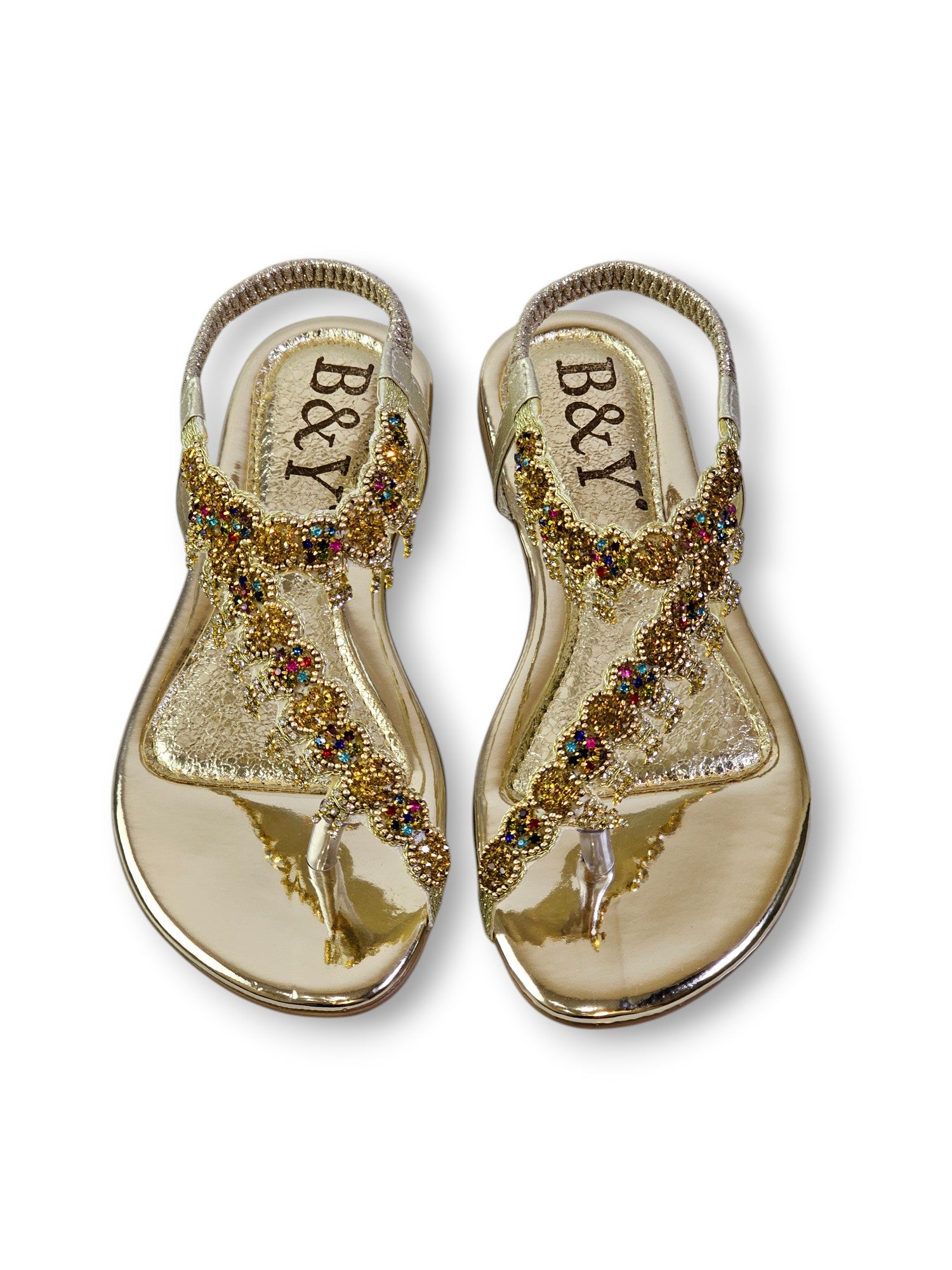 Sandália 9139 Dourado Colorido Sem Salto