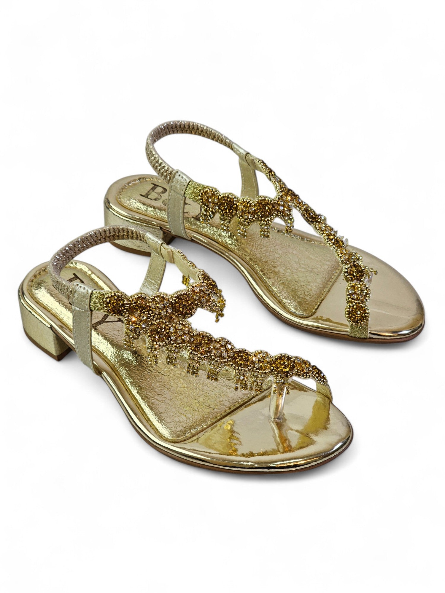 Sandália 9139 Dourado Salto Bloco