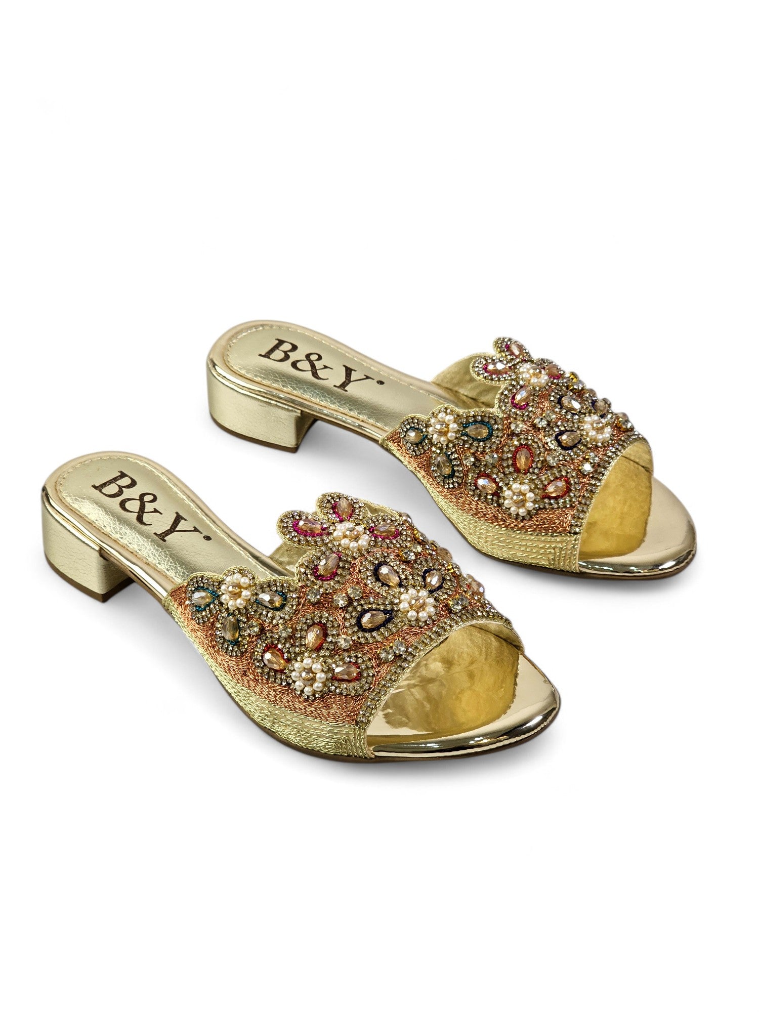 Tamanco 9209 Dourado Salto Bloco