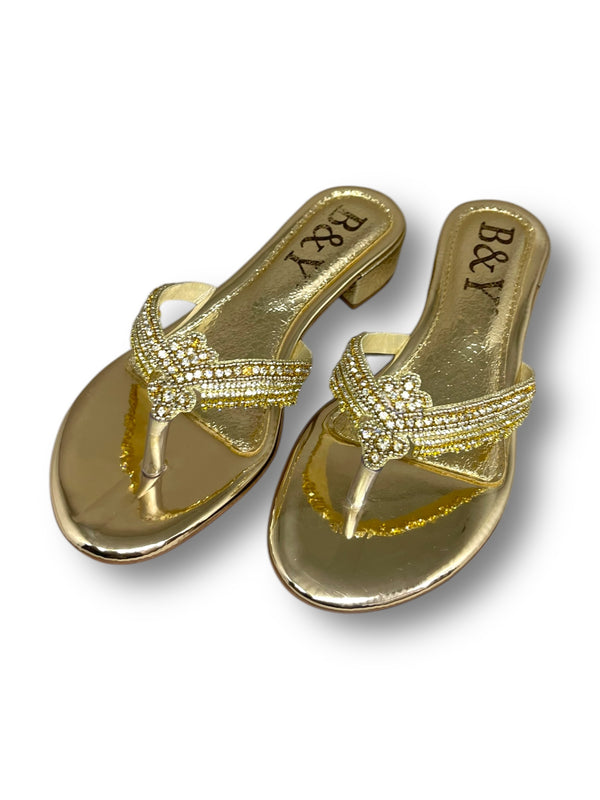 Chinelo 1057 Dourado Salto Bloco