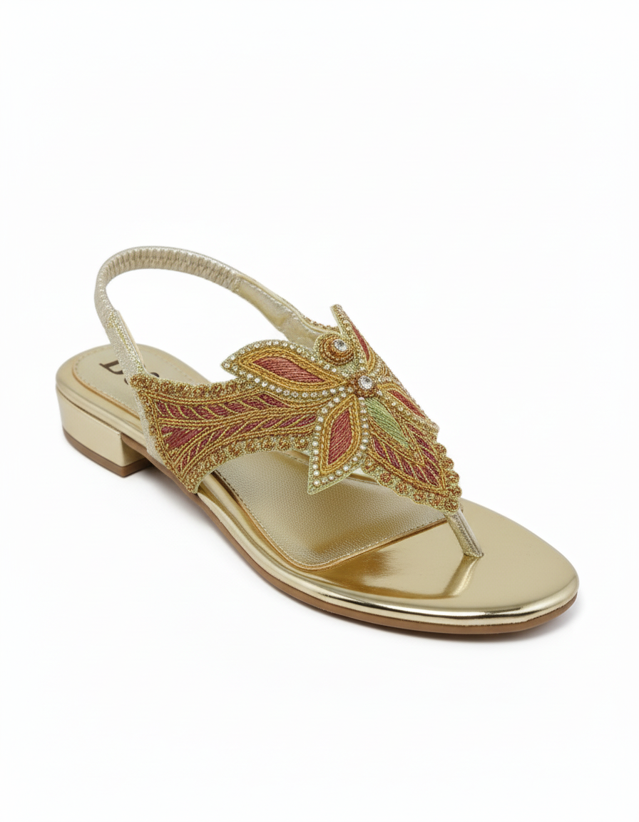 Sandália 9571 Dourado Com Salto Bloco 3cm