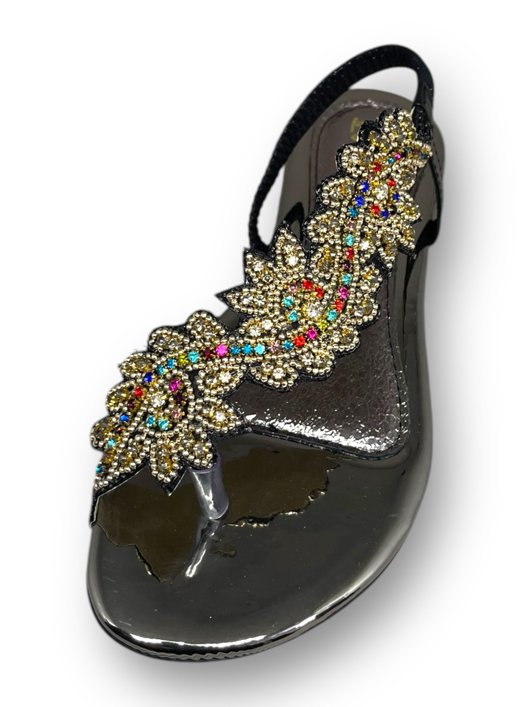 Sandália 8018 Preto Colorido Sem Salto