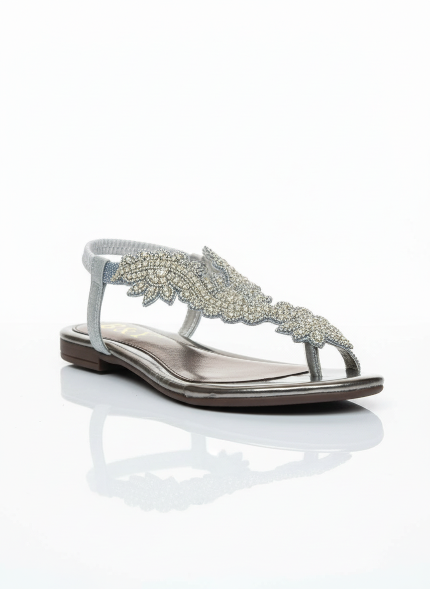 Sandália 8018 Prata Sem Salto