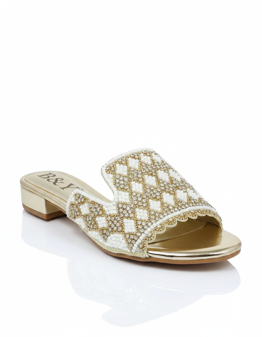 Tamanco 9134 Dourado Salto Bloco