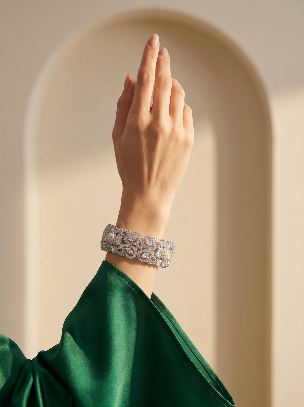 Bracelete Folheado Semi Joia Prata #1093