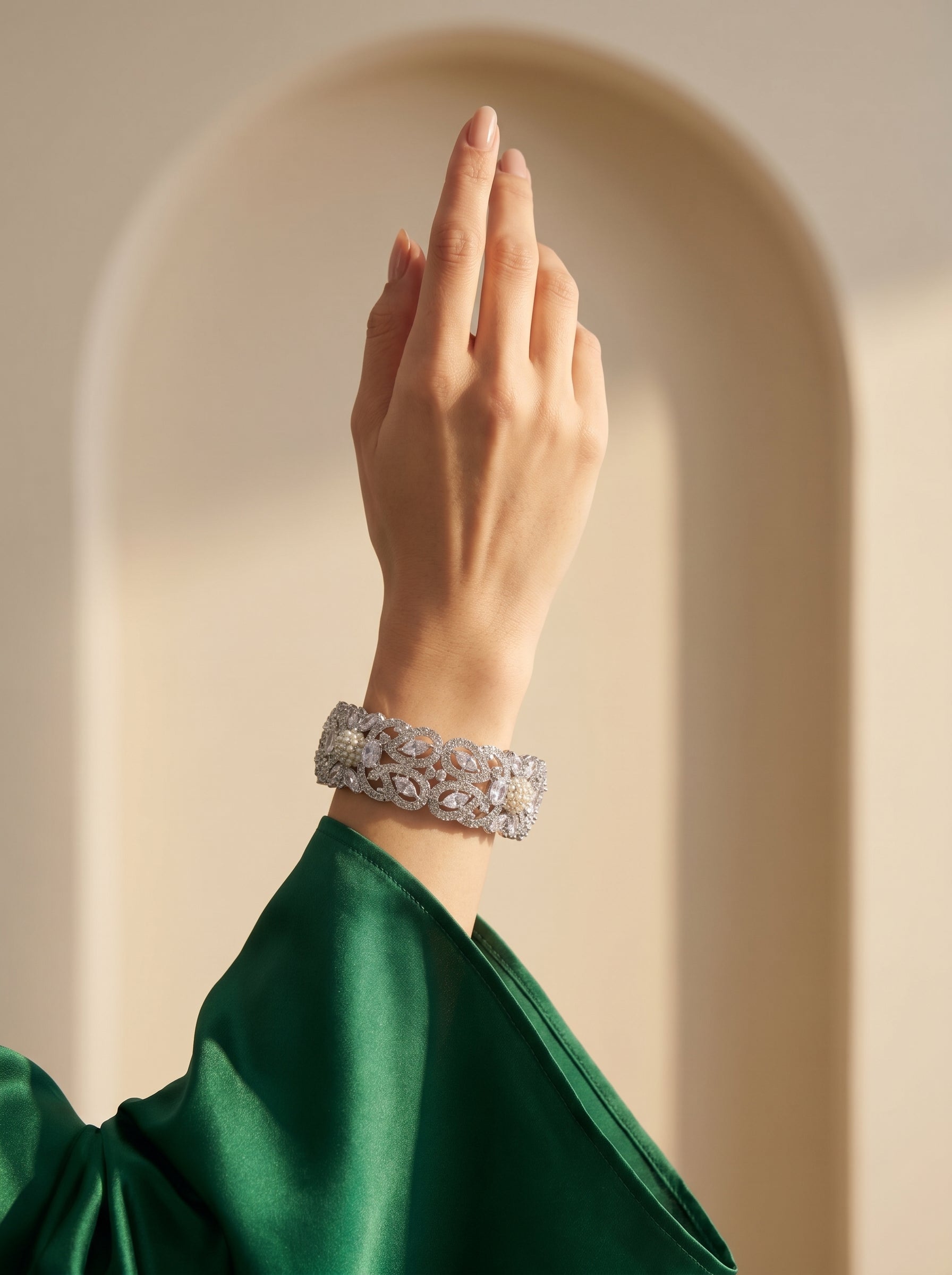 Bracelete Folheado Semi Joia Prata #1093