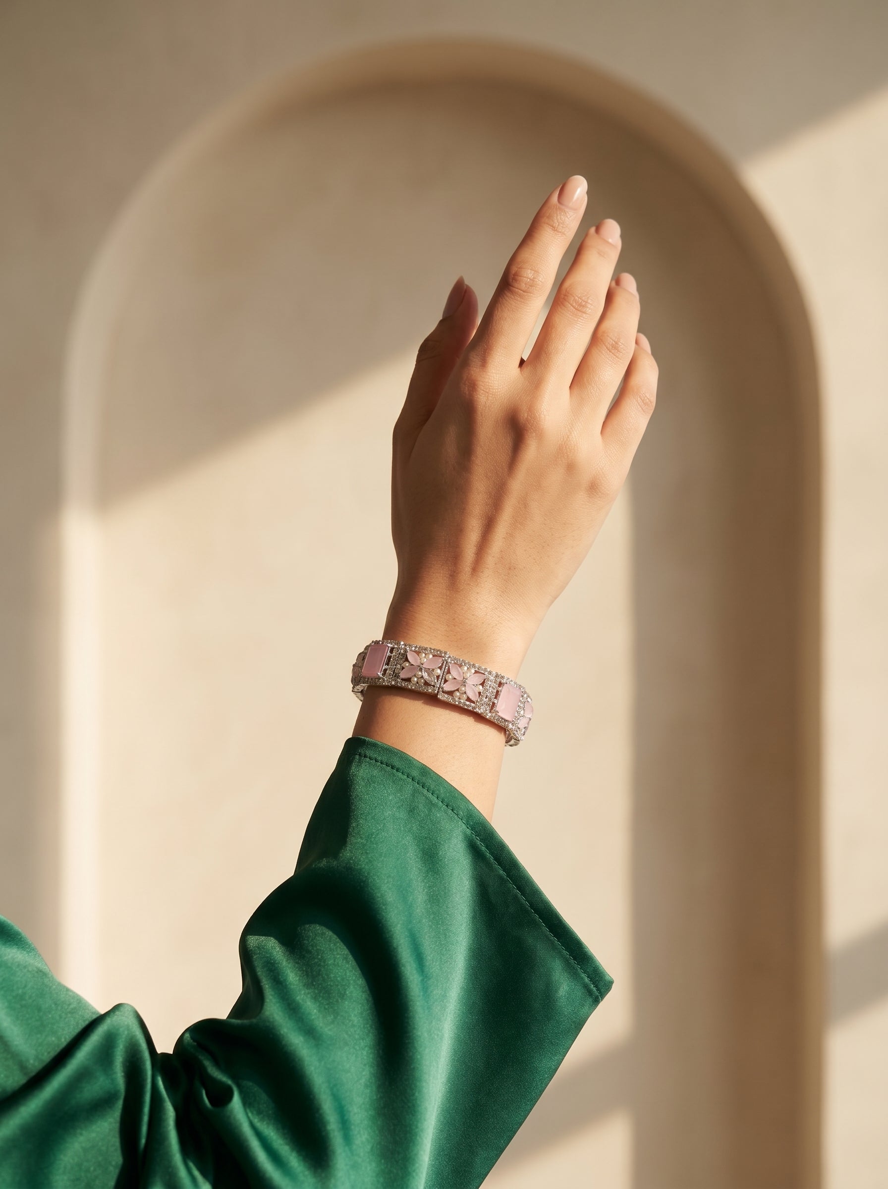 Bracelete Folheado Semi Joia Prata #1098