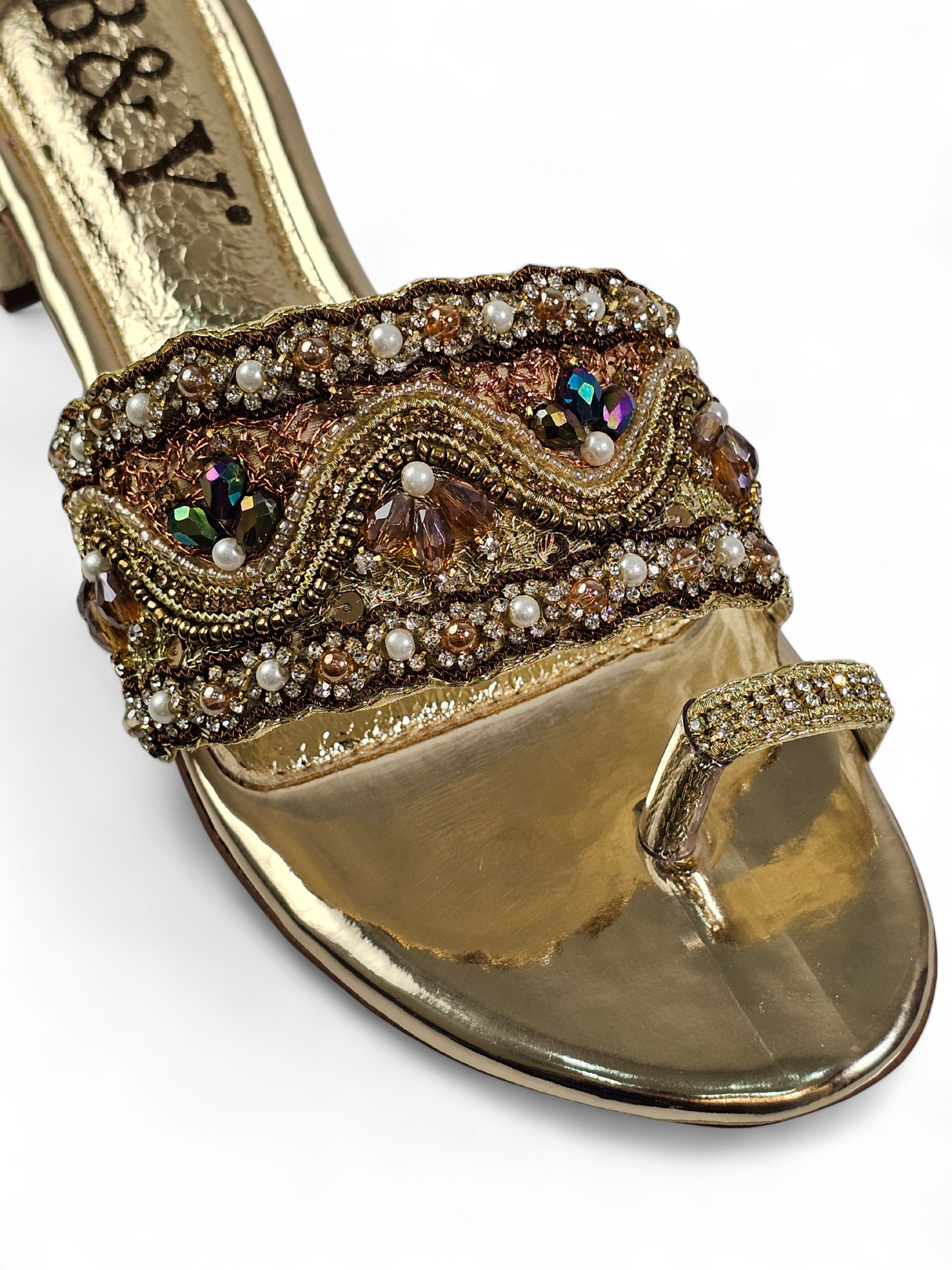 Tamanco 9443 Dourado Salto Bloco