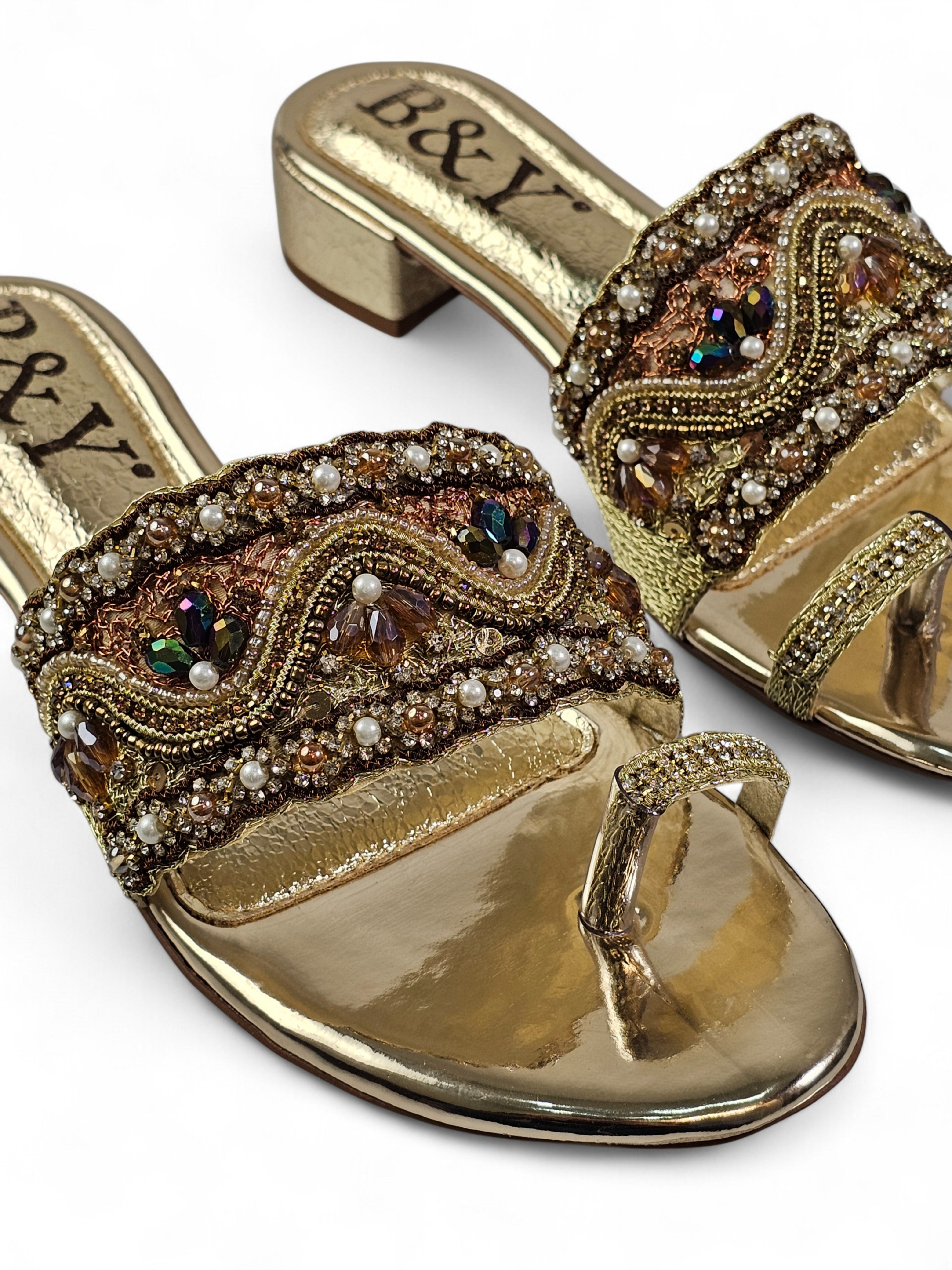 Tamanco 9443 Dourado Salto Bloco