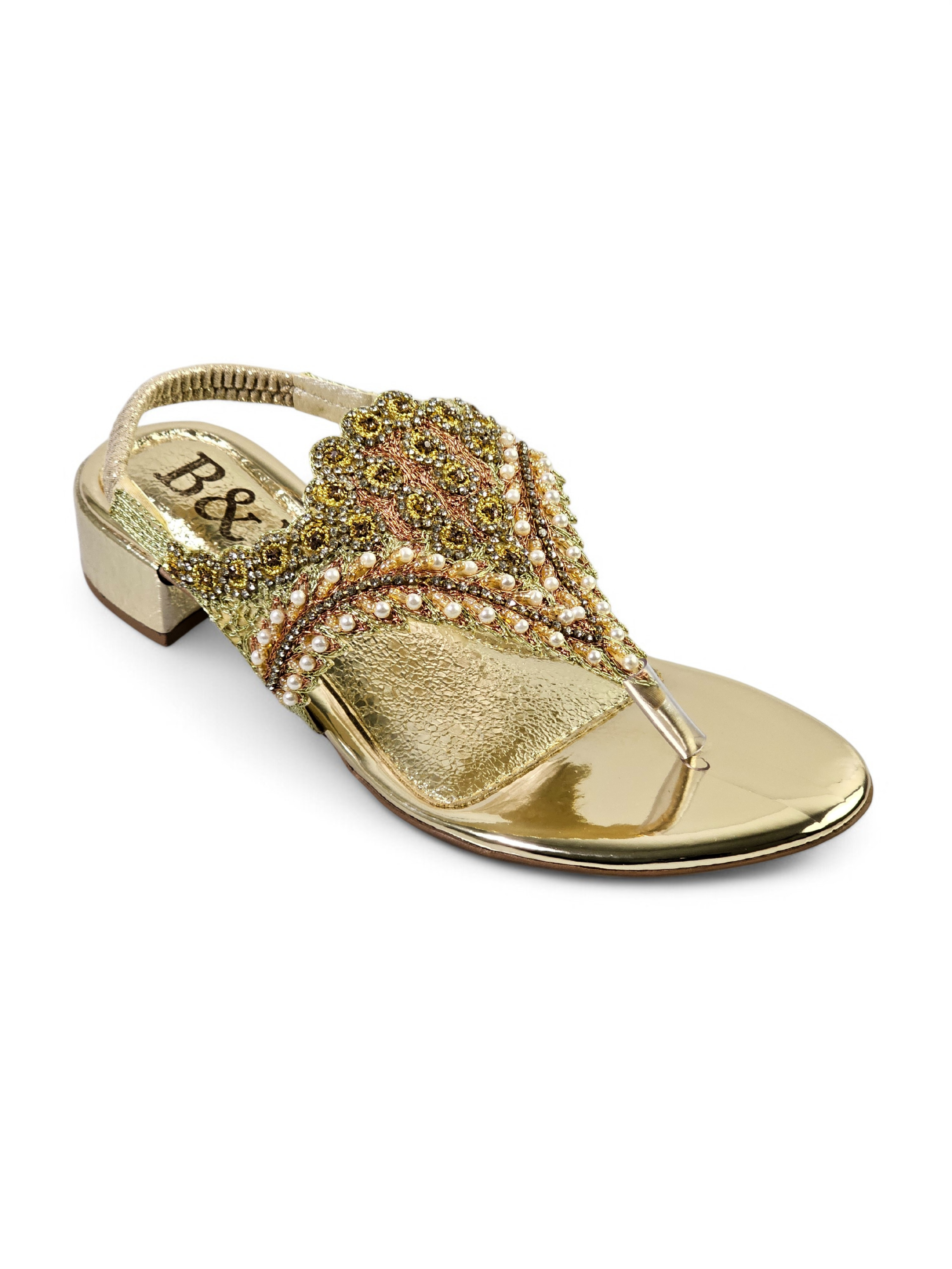 Sandália 9572 Dourado Com Salto Bloco 3cm