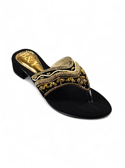 Chinelo 9493 Preto Com Salto Bloco