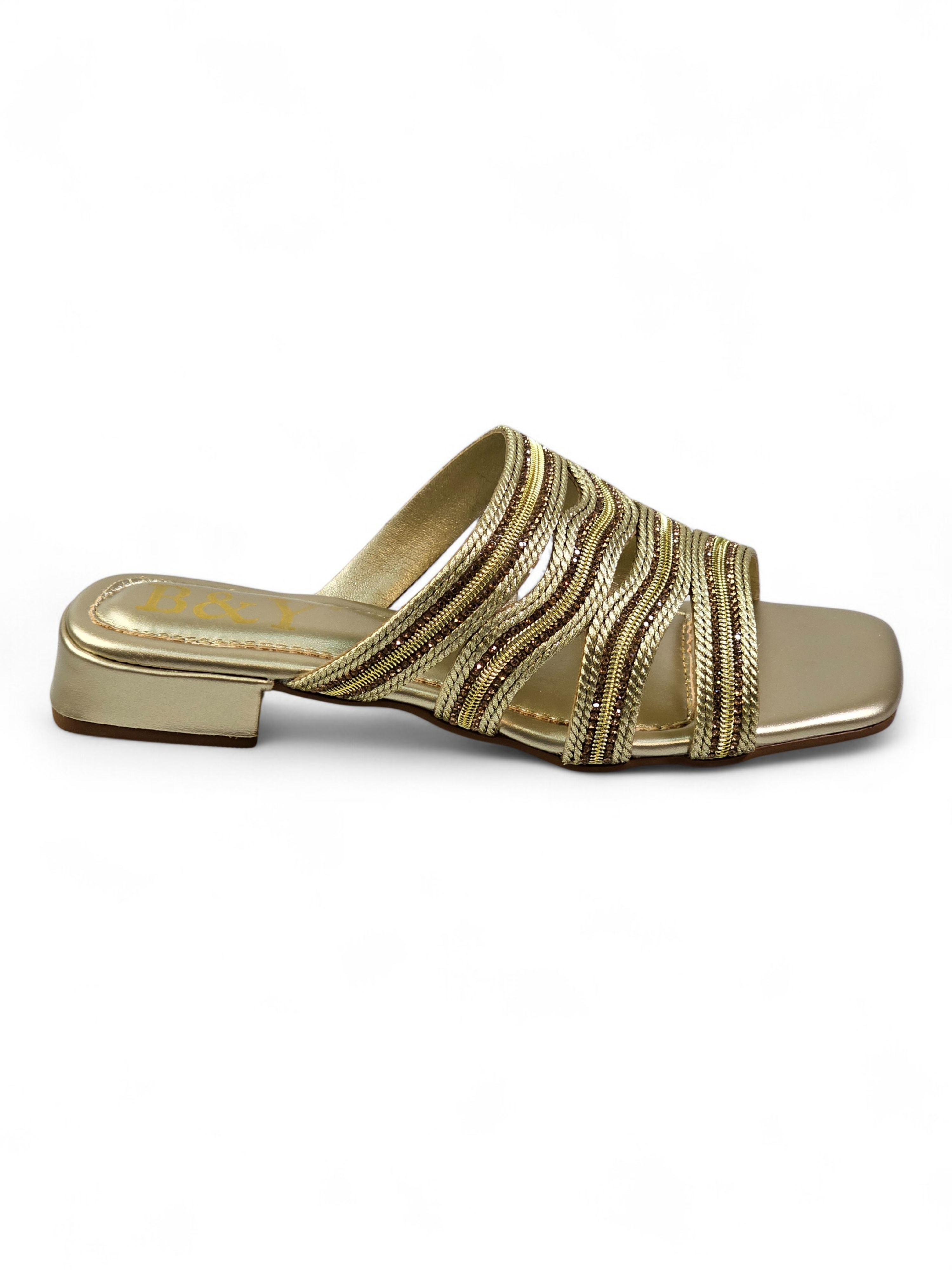 Tamanco 1236 Dourado Salto Baixo