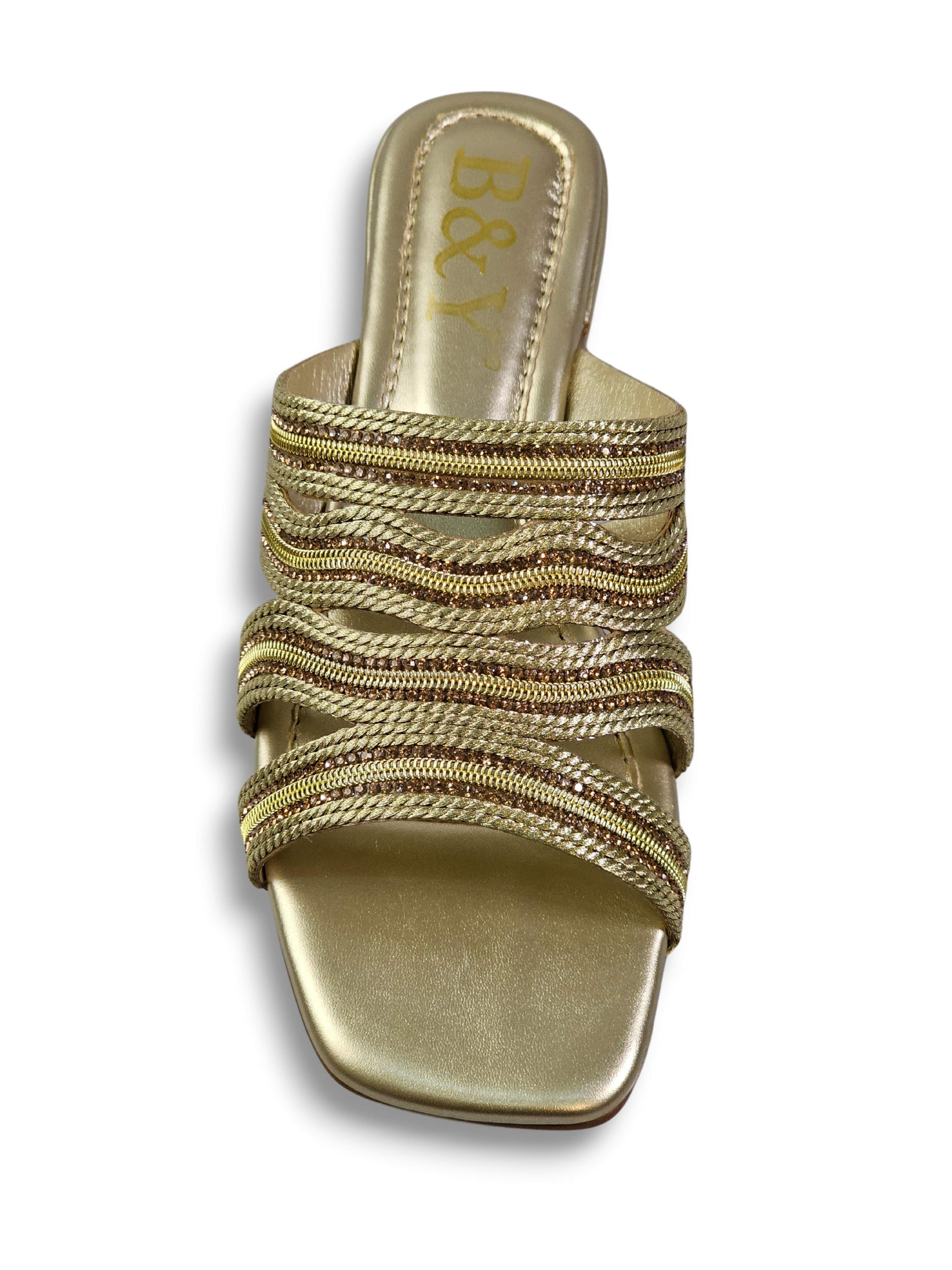 Tamanco 1236 Dourado Salto Baixo