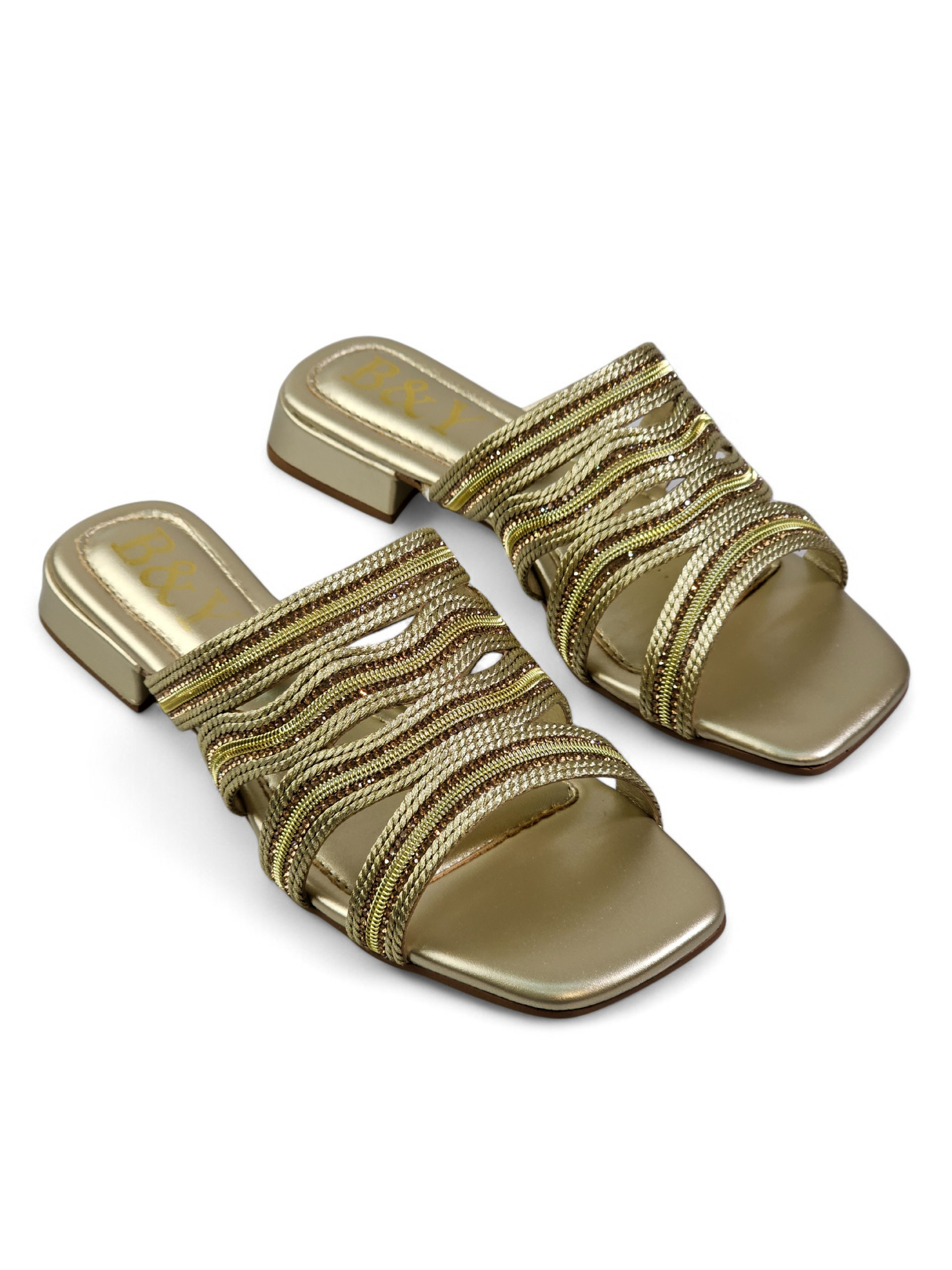 Tamanco 1236 Dourado Salto Baixo