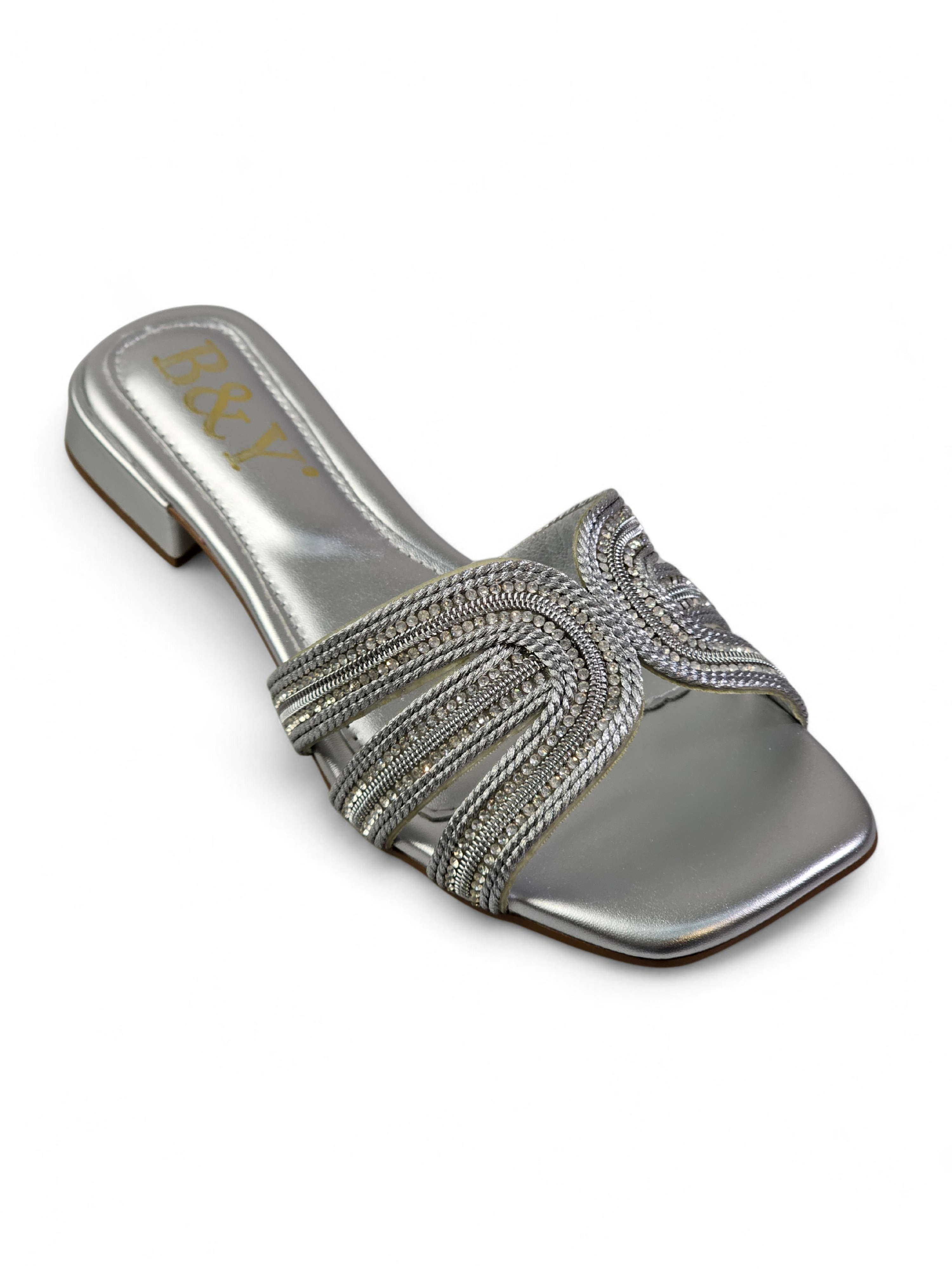 Tamanco 1239 Prata Salto Baixo