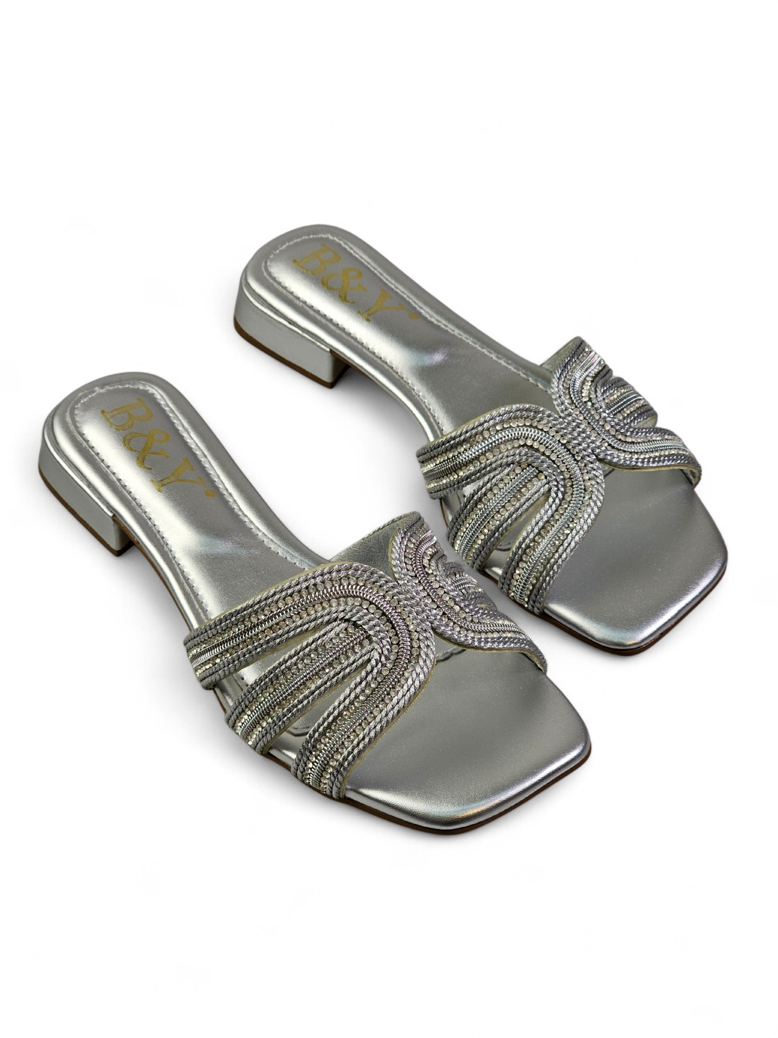 Tamanco 1239 Prata Salto Baixo