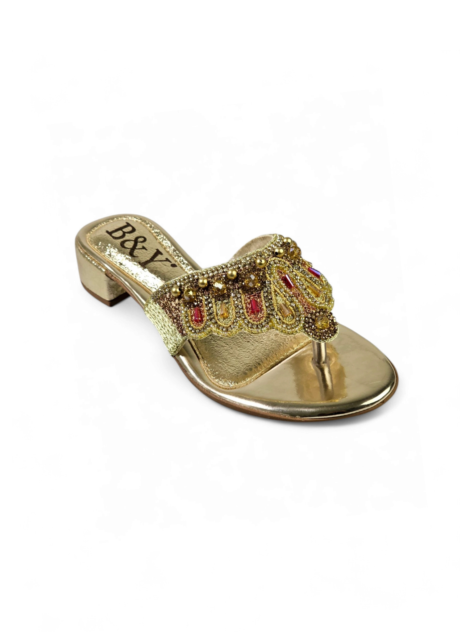 Chinelo 9622 Dourado Salto Bloco 3 cm