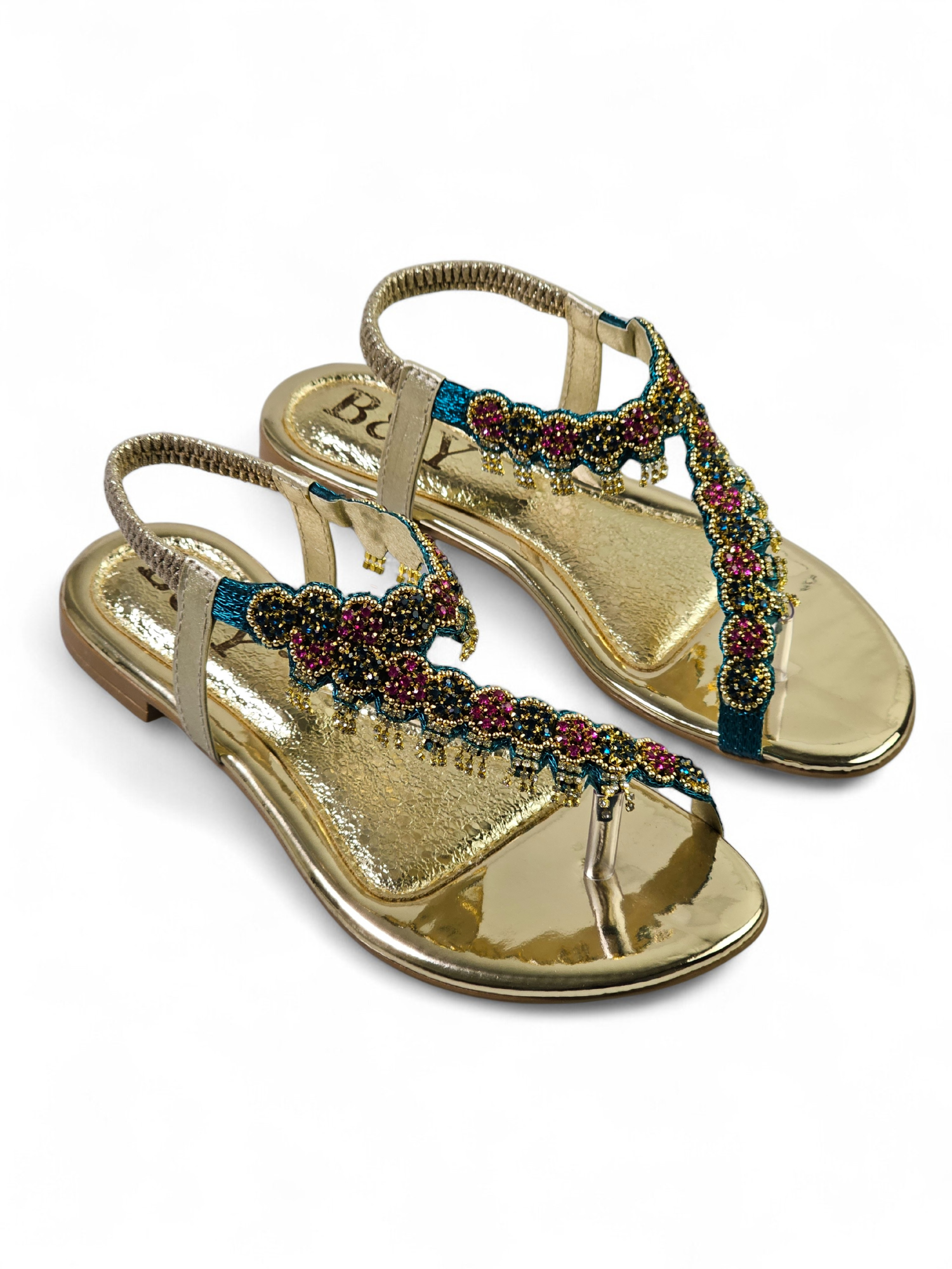 Sandália 9139 Verde Colorido Sem Salto