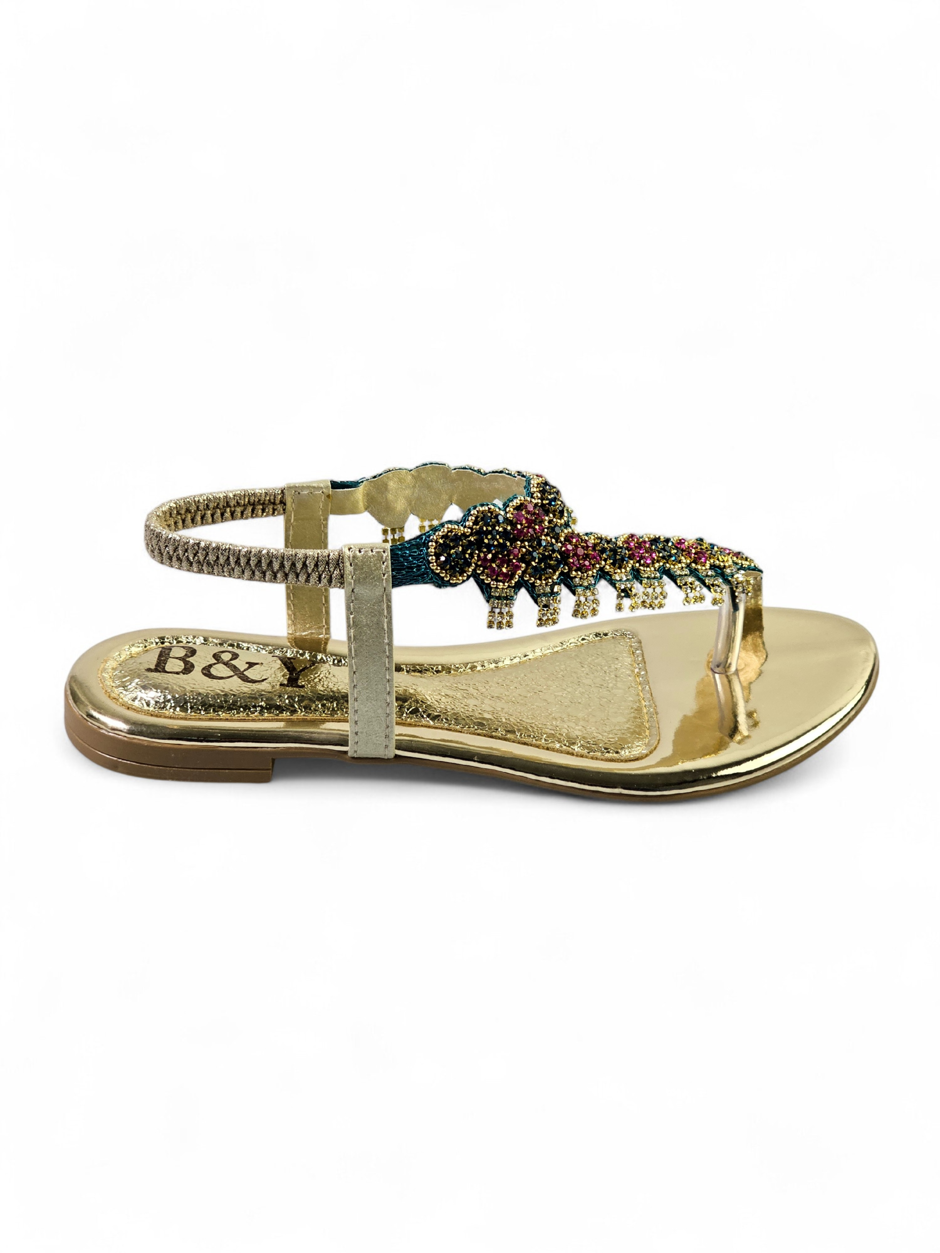 Sandália 9139 Verde Colorido Sem Salto