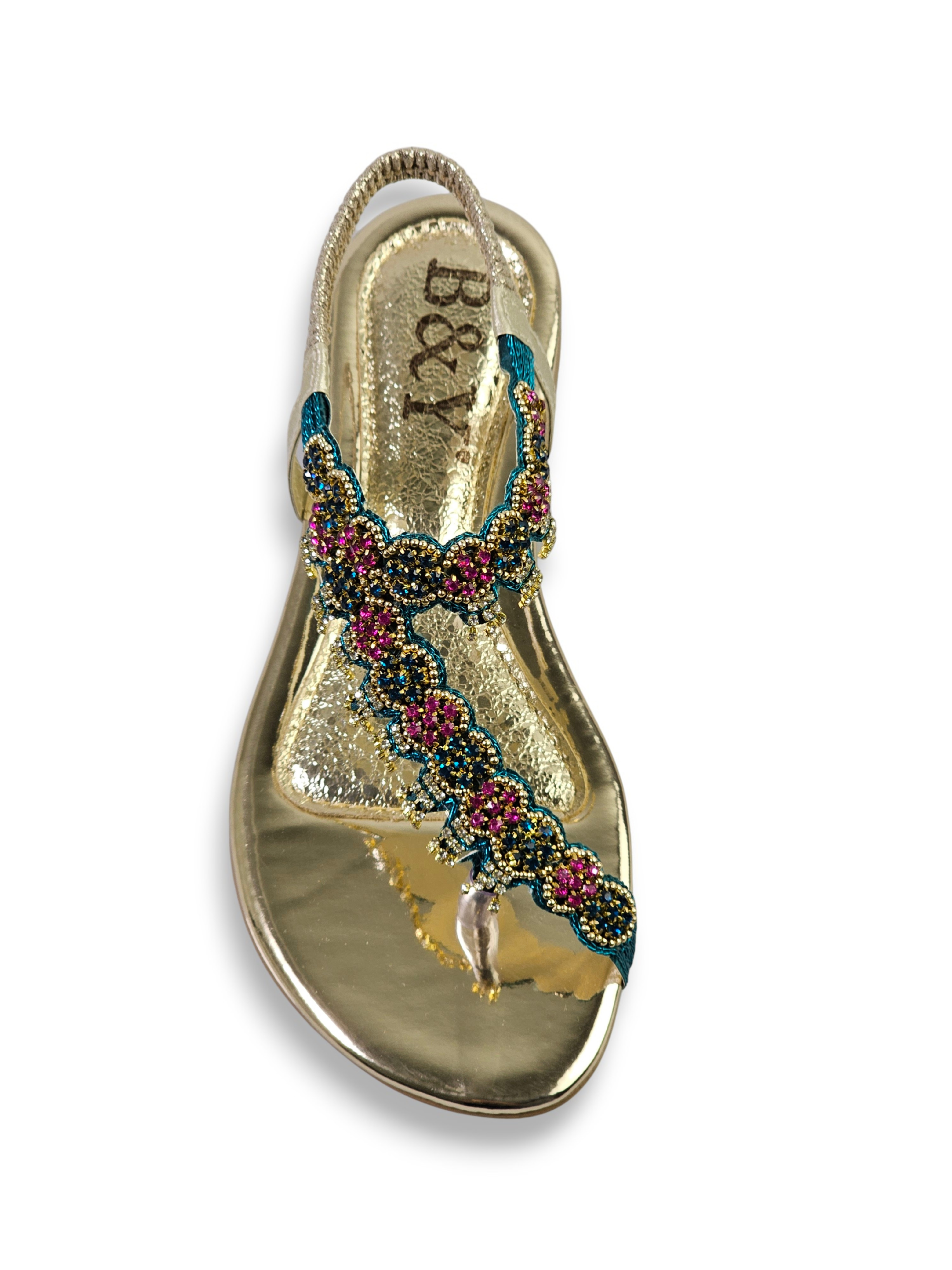 Sandália 9139 Verde Colorido Sem Salto