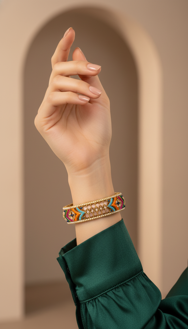Bracelete Folheado Semi Joia Dourada #1065