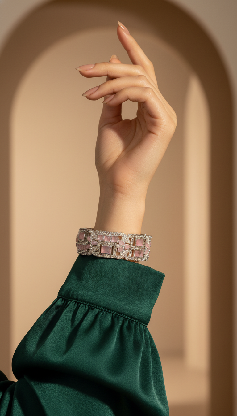 Bracelete Folheado Semi Joia Prata #1076