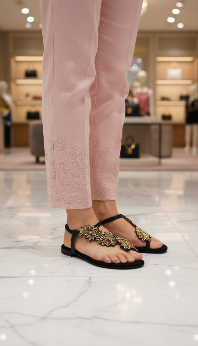 Sandália 8018 Preto Colorido Veludo Sem Salto