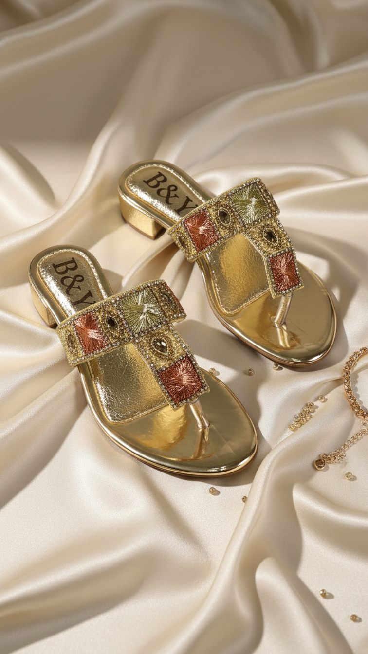 Chinelo 9822 Dourado Salto Bloco