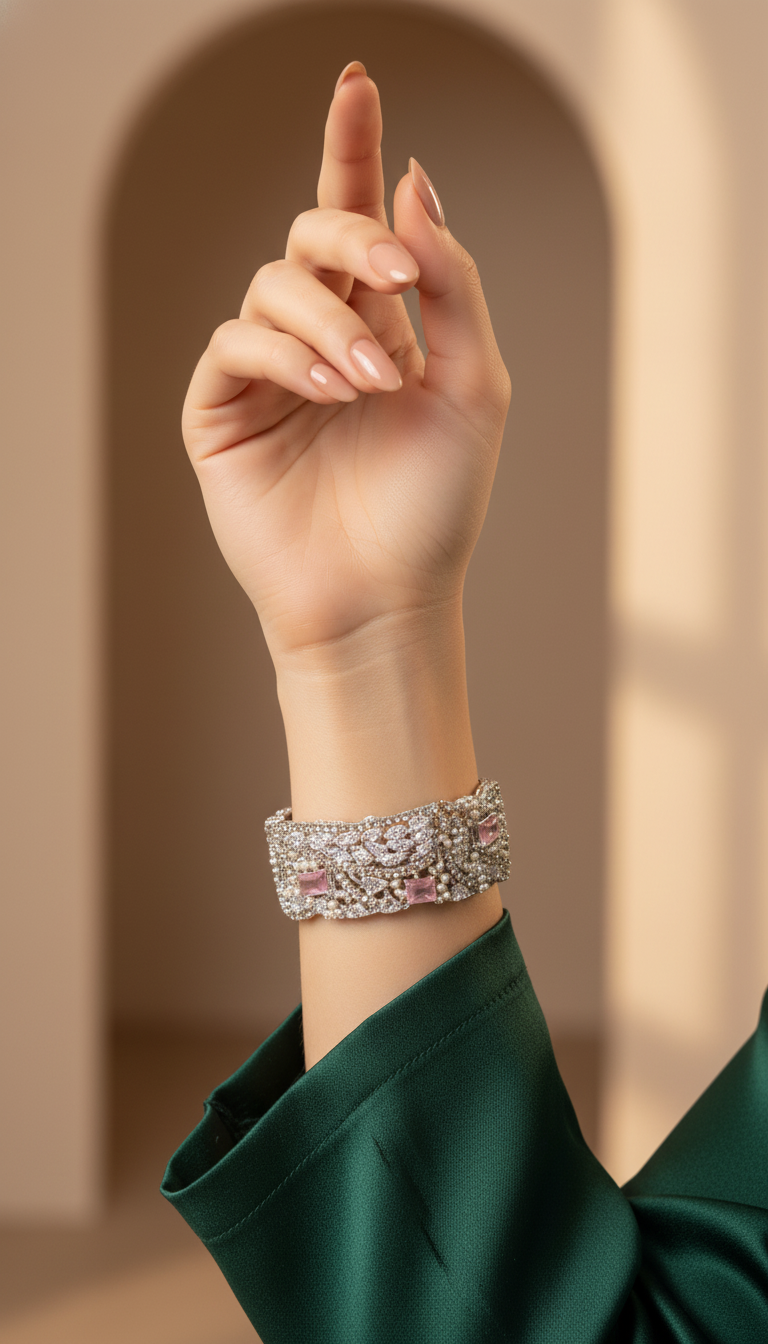 Bracelete Folheado Semi Joia Prata #1075