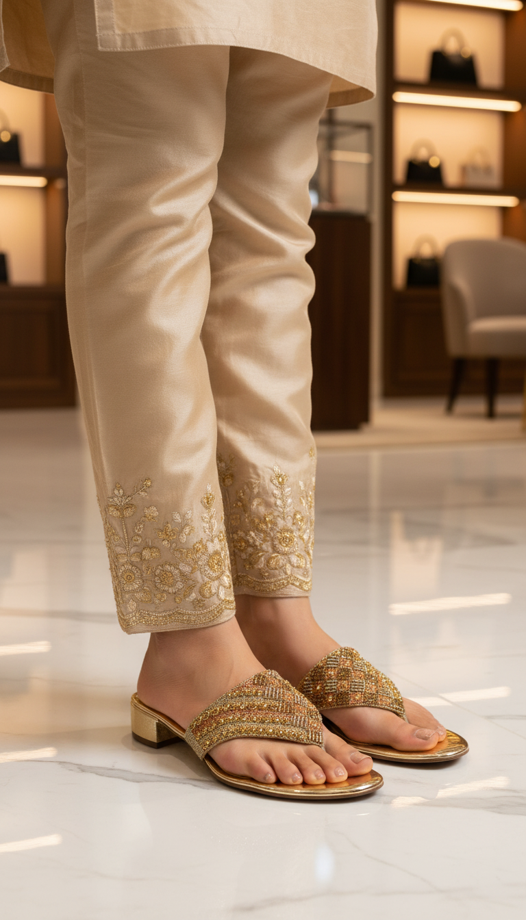 Chinelo 9829 Dourado Salto Bloco 3 cm