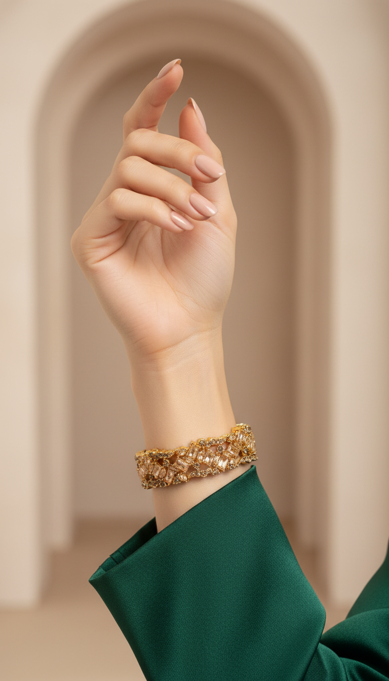 Bracelete Folheado Semi Joia Dourada #1068