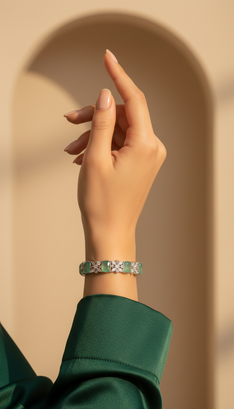 Bracelete Folheado Semi Joia Prata #1078