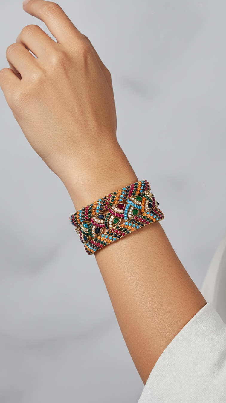 Bracelete Folheado Semi Joia Dourado #013