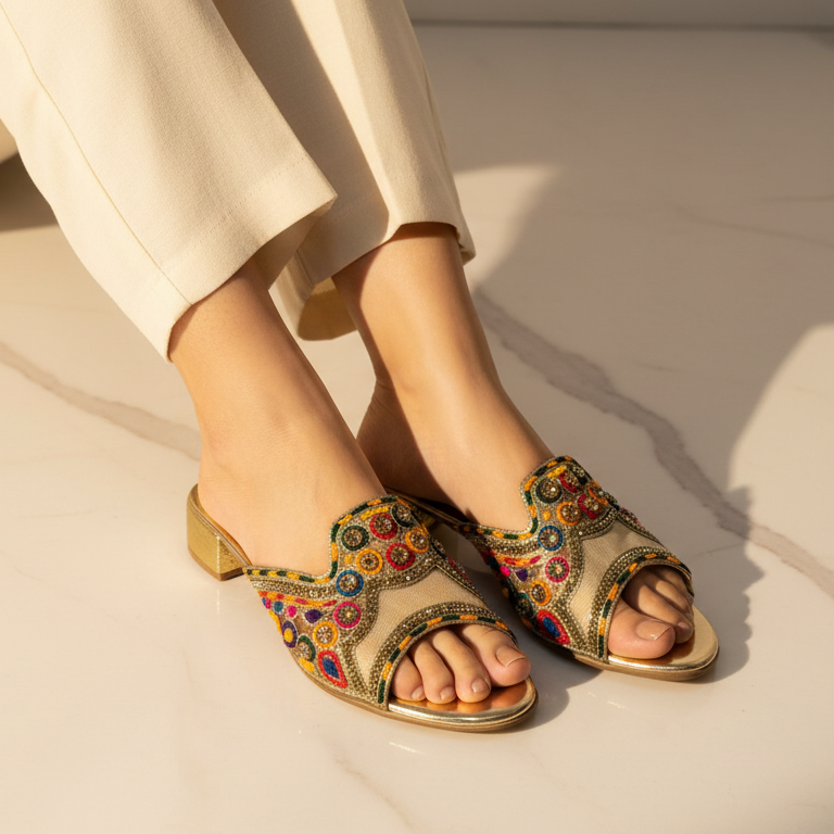 Tamanco 9327 Bronze Salto Bloco