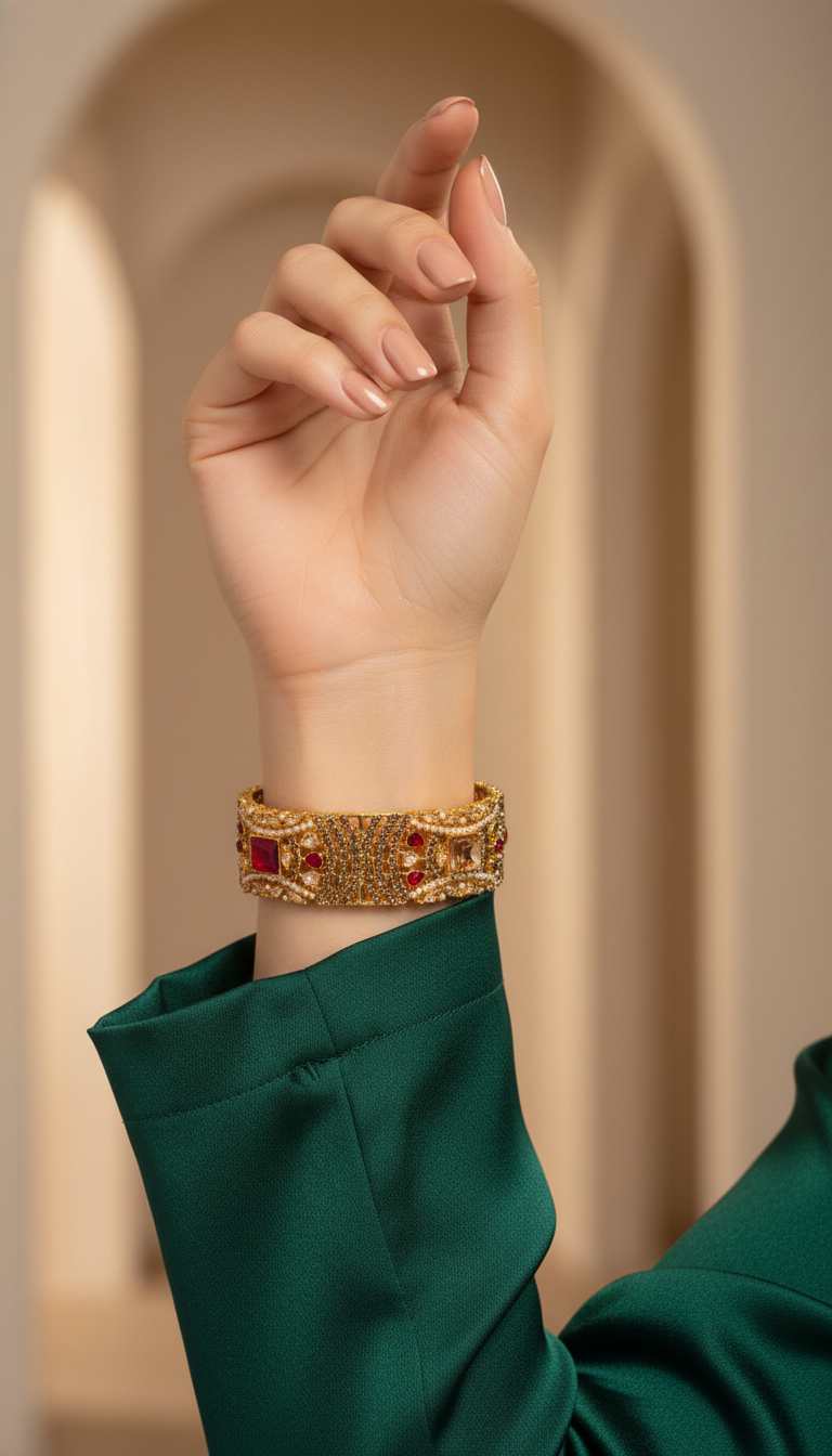 Bracelete Folheado Semi Joia Dourada #1053