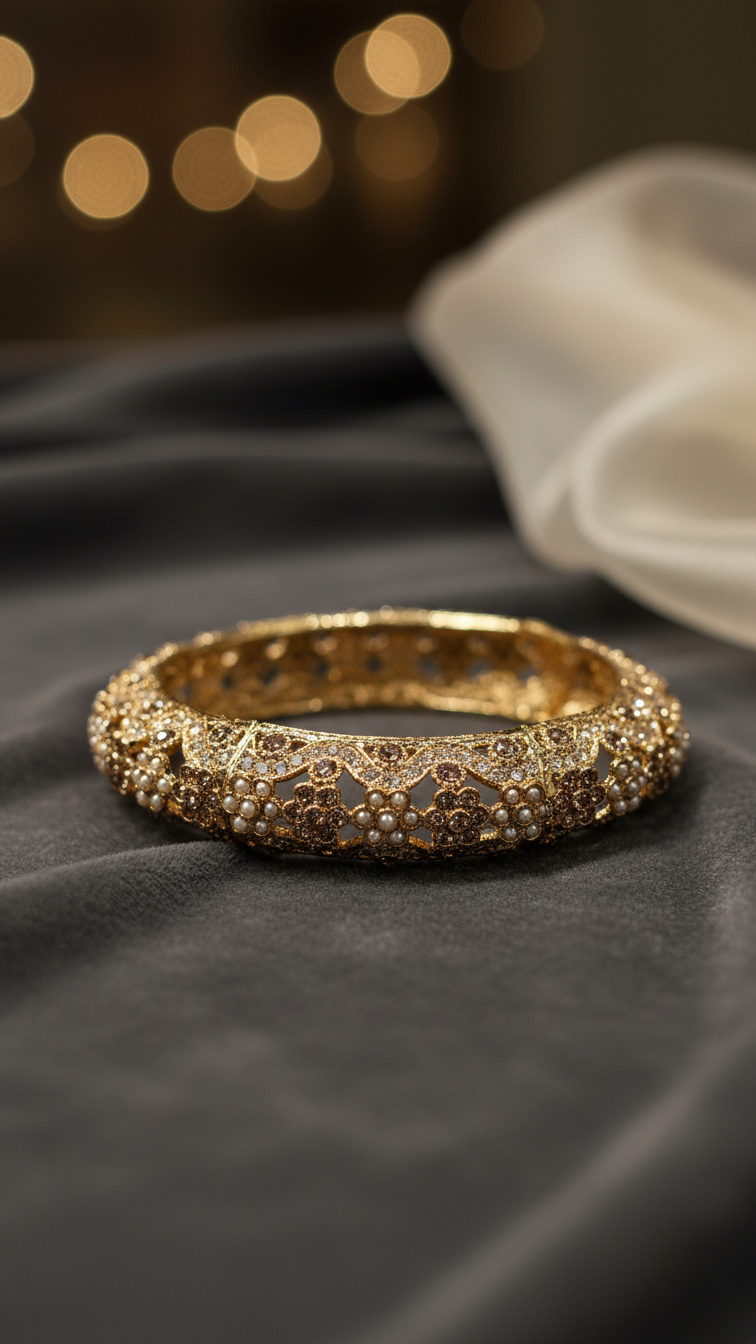 Bracelete Folheado Semi Joia Dourado #003