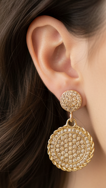 Brinco Cristal Zirconia Dourado 068