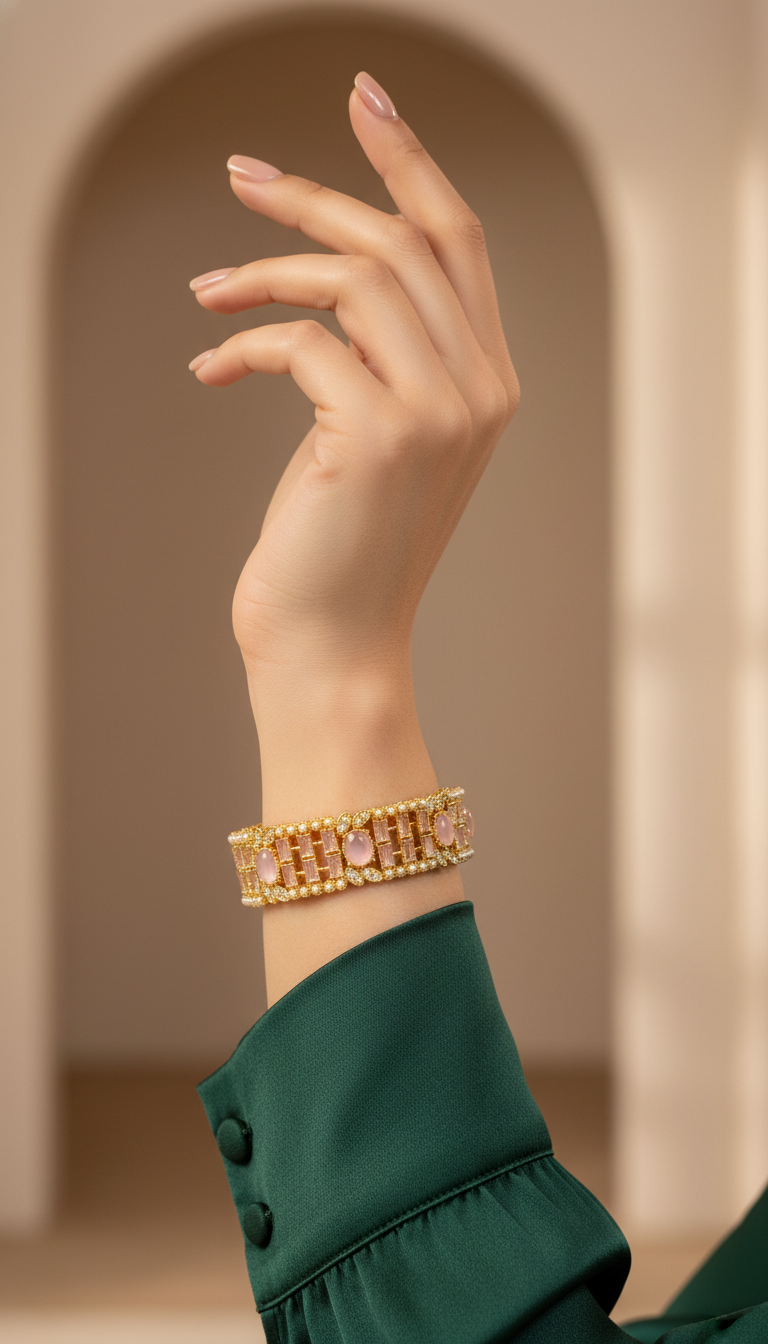 Bracelete Folheado Semi Joia Dourada #1070