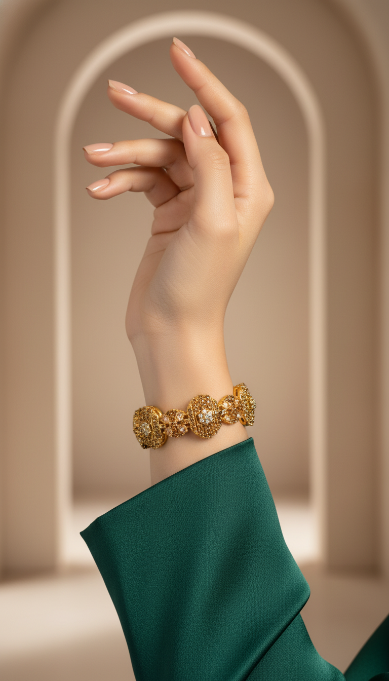 Bracelete Folheado Semi Joia Dourada #1062