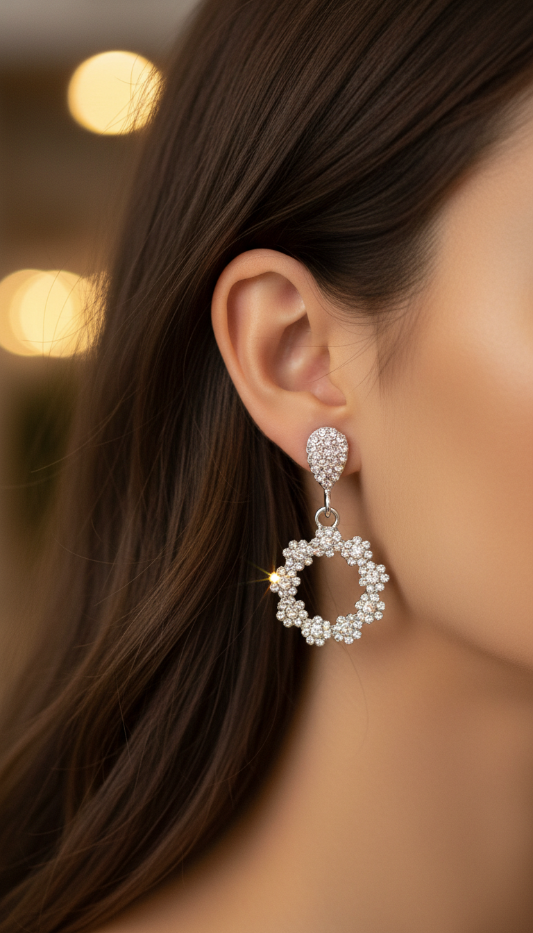Brinco Cristal Zirconia Prata 089