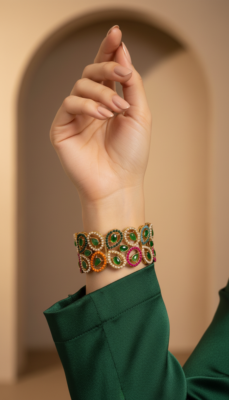Bracelete Folheado Semi Joia Dourada #1058