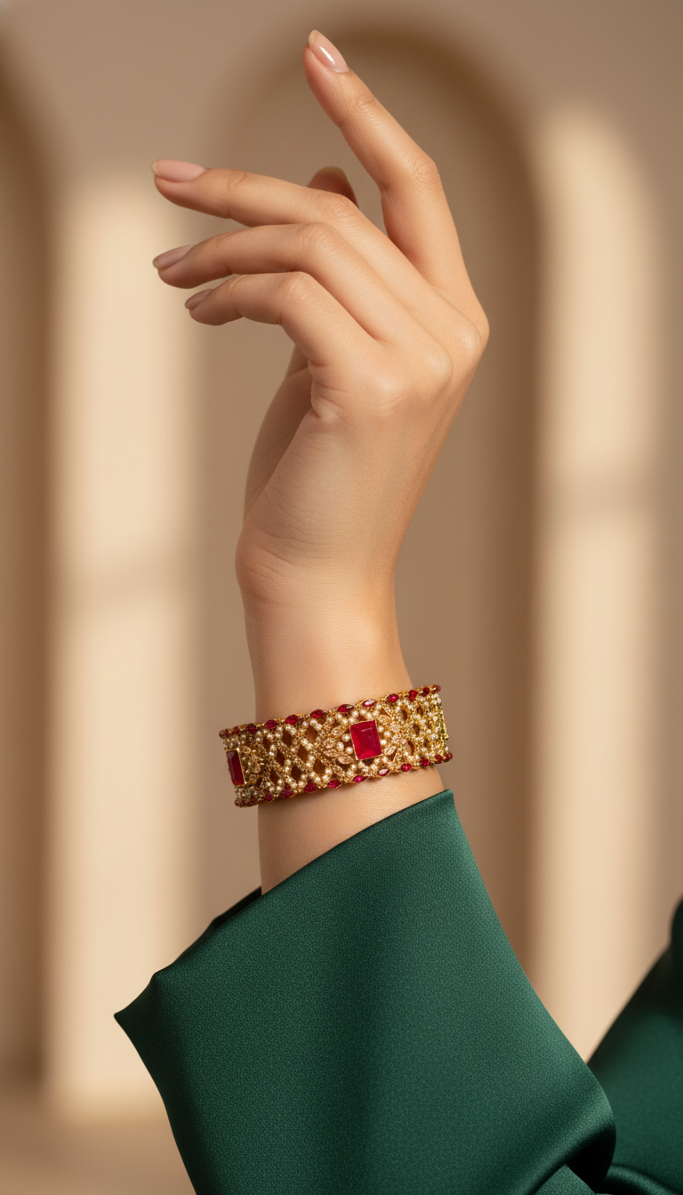 Bracelete Folheado Semi Joia Dourada #1046