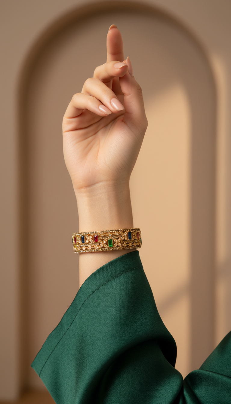 Bracelete Folheado Semi Joia Dourada #1069