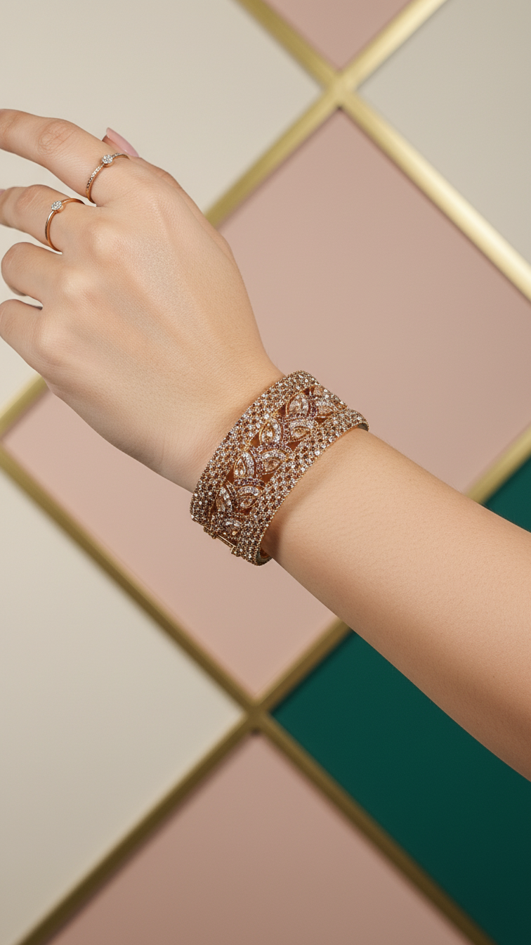 Bracelete Folheado Semi Joia Dourado #007