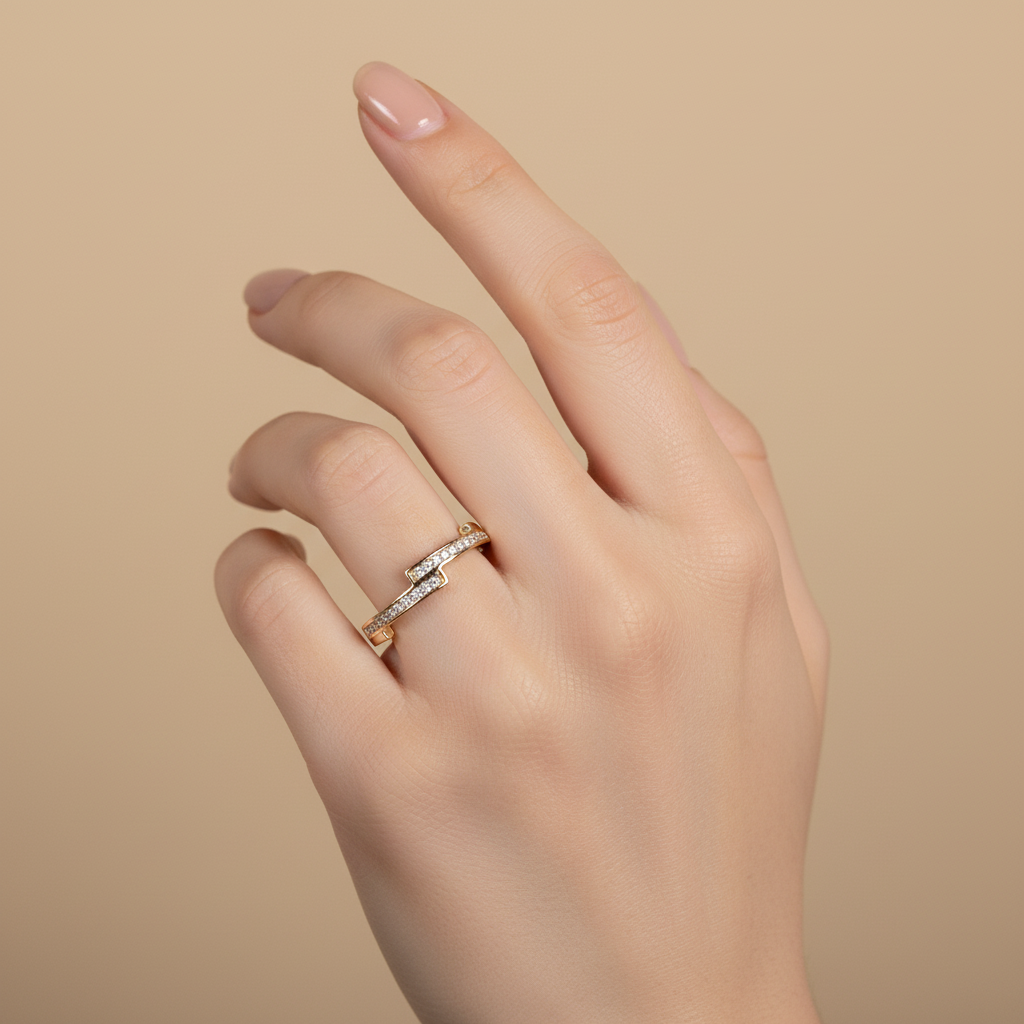 Anel Cristal Zirconia Dourada 012