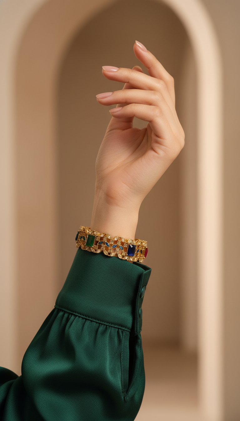 Bracelete Folheado Semi Joia Dourada #1054